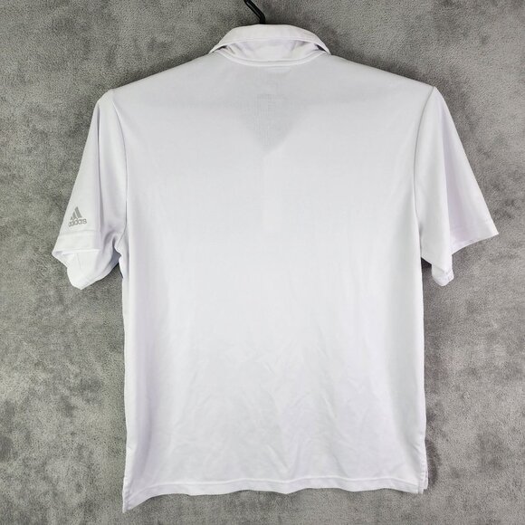 Men's Adidas Chest Print Golf Polo Shirt ADVR0821 White / Glory Blue Size L - Picture 7 of 10